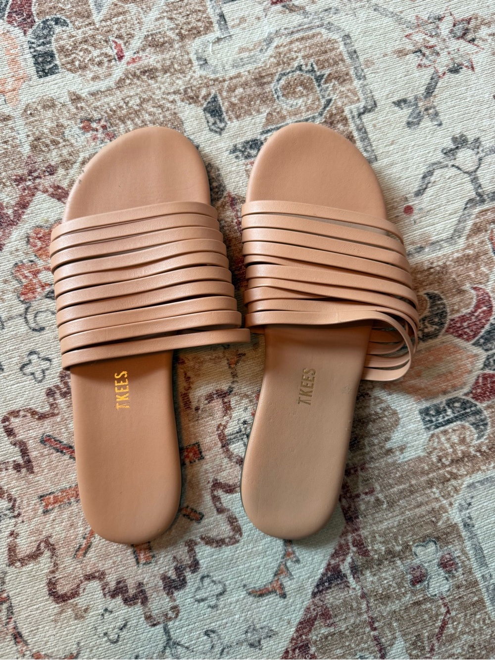 TKEES Women's Layered Strap Slide Sandals in Blush Tan